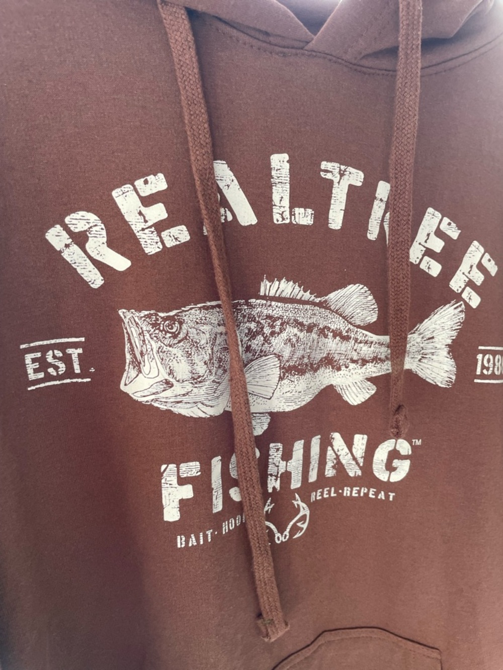 NEW Realtree Fishing Brown Hooded Pullover Sweatshirt - Picture 3 of 5
